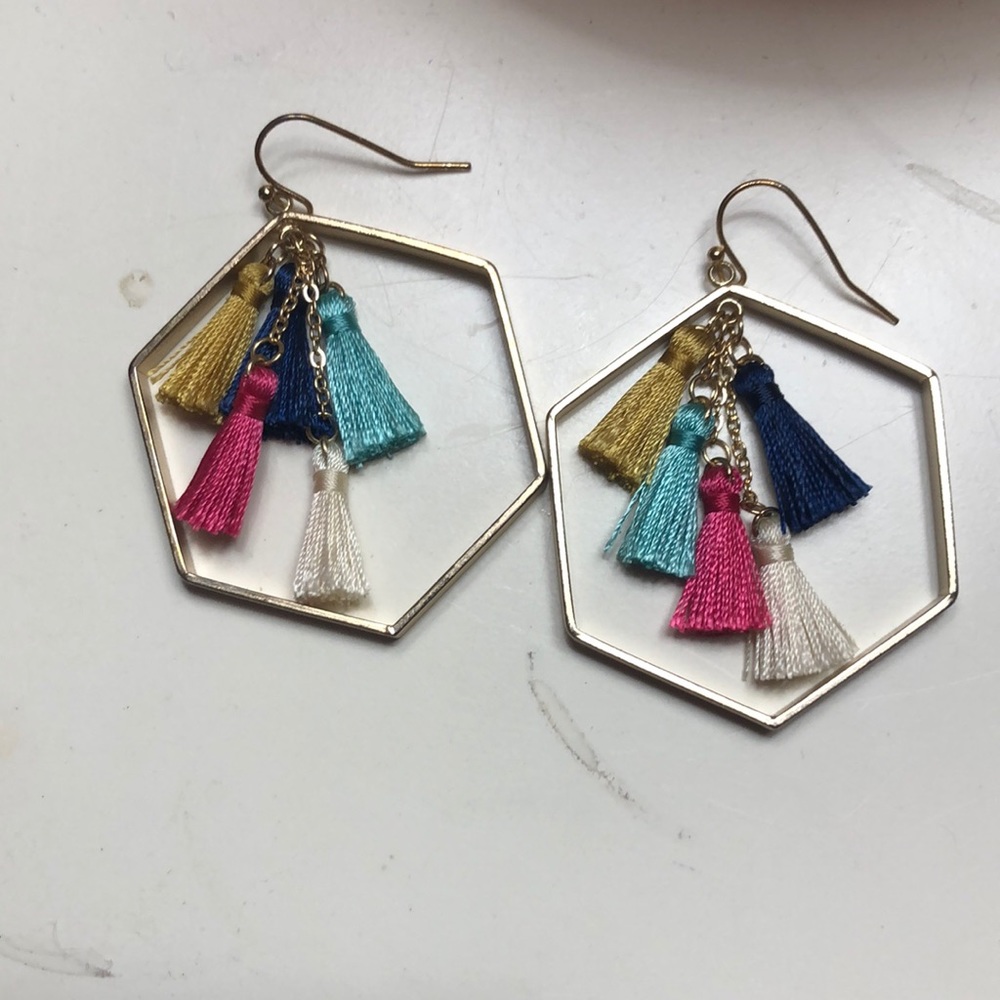 Hexagon hoop earrings